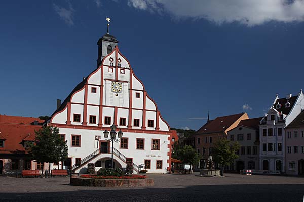 Grimma - Marktplatz und Rathaus