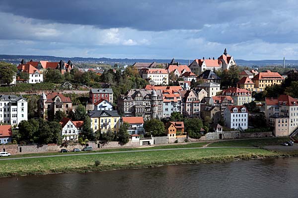 Blick zum östlichen Elbufer in Meißen