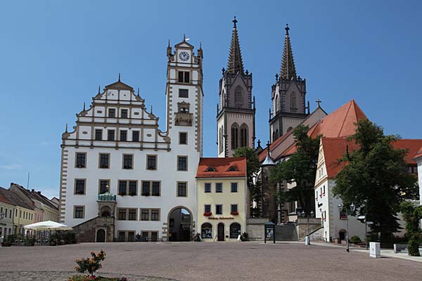 Oschatz - Neumarkt, Rathaus und Aegidienkirche
