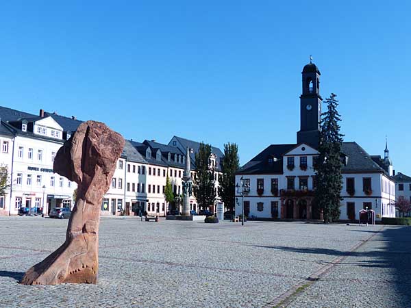 Marktplatz Rochlitz mit Rathaus