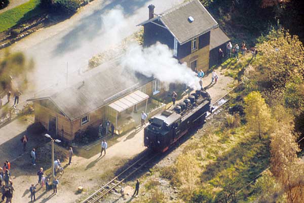 Bahnhof Oybin von Berg Oybin aus gesehen